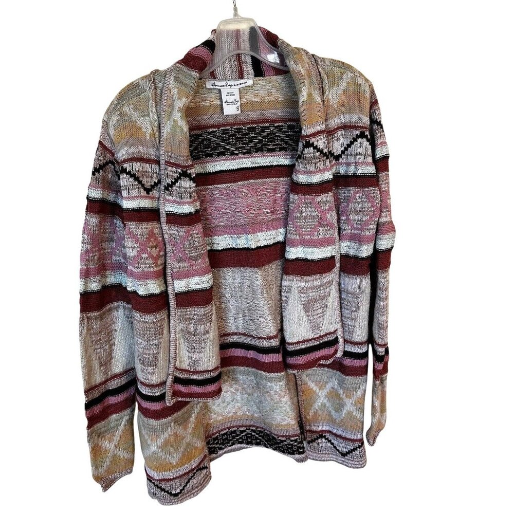 Womens American Rag Cardigan Sweater Size Small Pink and Brown